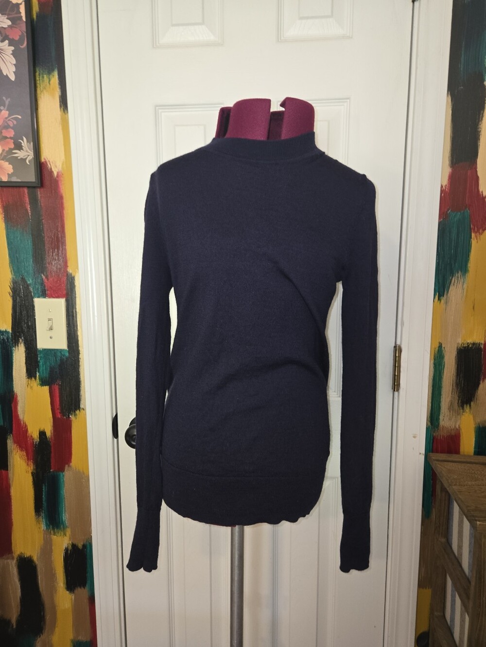 GAP Merino Wool Dark Blue Crew Neck Lightweight Sweater XS